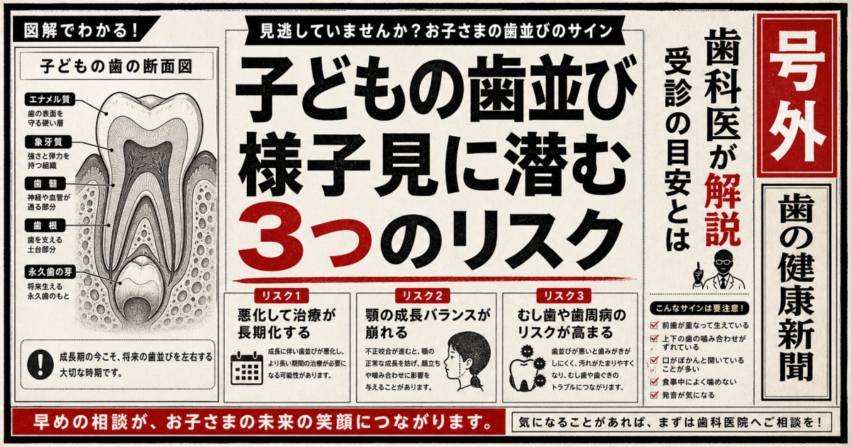 子どもの歯並び、様子見の3つのリスクとは?受診の目安を歯科医が解説