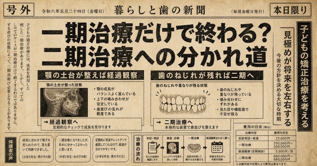 【よくある誤解】一期治療だけで終わるケースと二期治療が必要になる判断基準